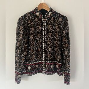 Nomadic Traders Knit Long Sleeve Full-Zip Patterned Sweater Jacket Size Medium